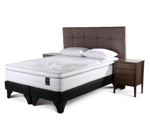 Cama europea 2 plazas Art 4 base dividida patas + set Issey visón + almohadas Rosen