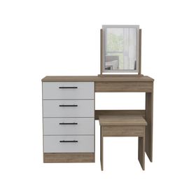 Mueble tocador + banca Kaia miel/blanco TuHome