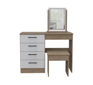 Mueble tocador + banca Kaia miel/blanco TuHome