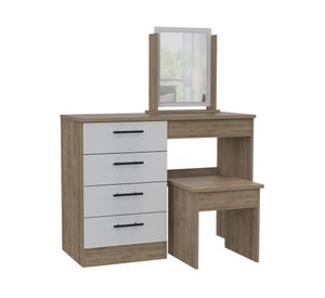 Mueble tocador + banca Kaia miel/blanco TuHome