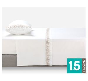 Juego sábanas 1.5 plazas Floral blanco Rosen