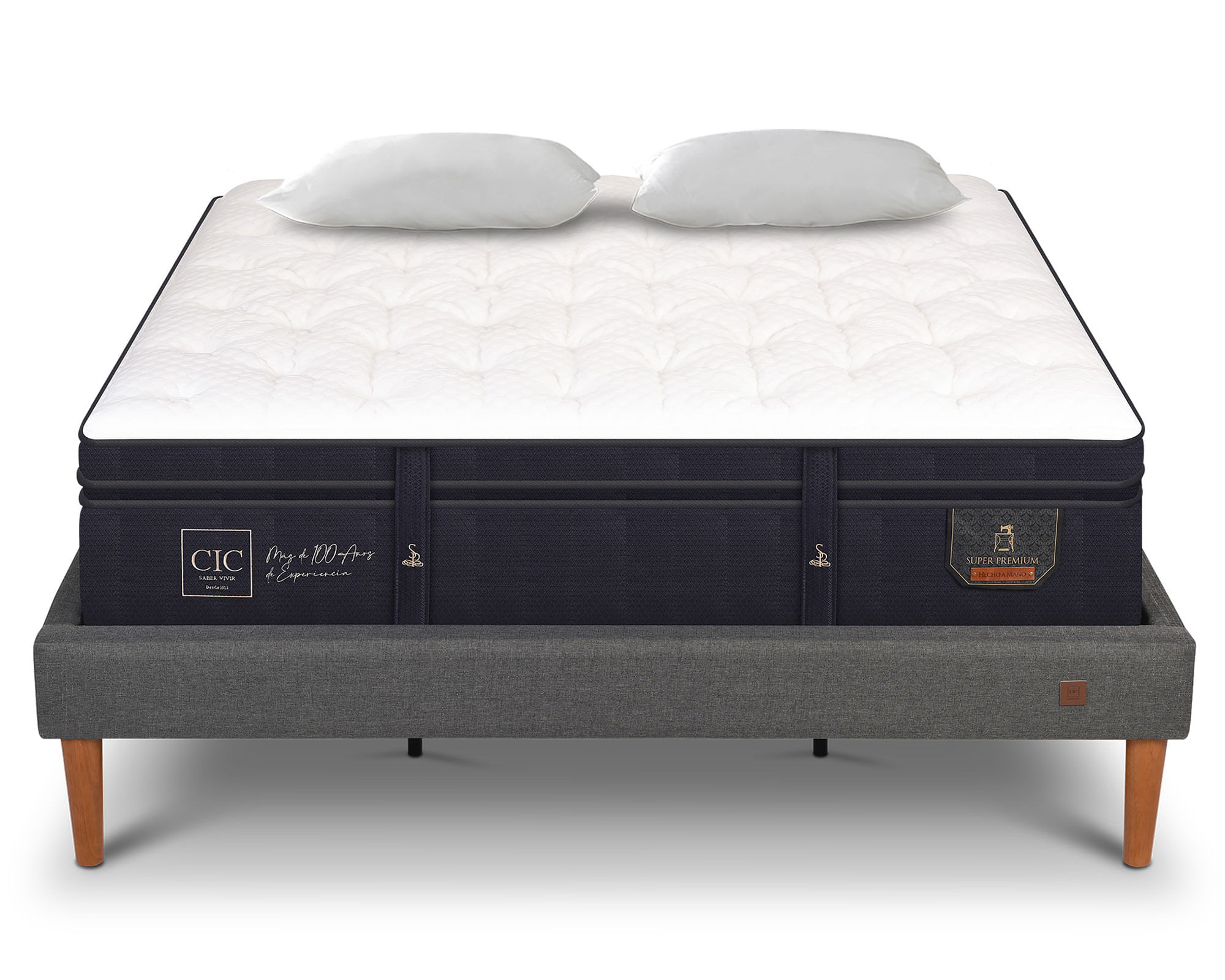 CIC Cama europea king Super Premium + almohadas Cic.