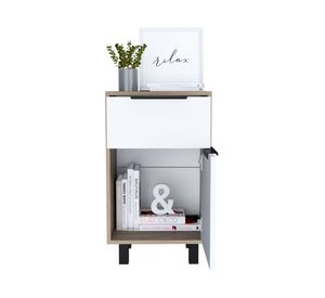 Velador 1 cajón 1 puerta Kaia miel/blanco TuHome