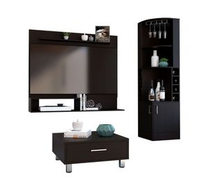 Bar esquinero Syrah + panel TV 55'' + mesa centro Beijing wengue TuHome