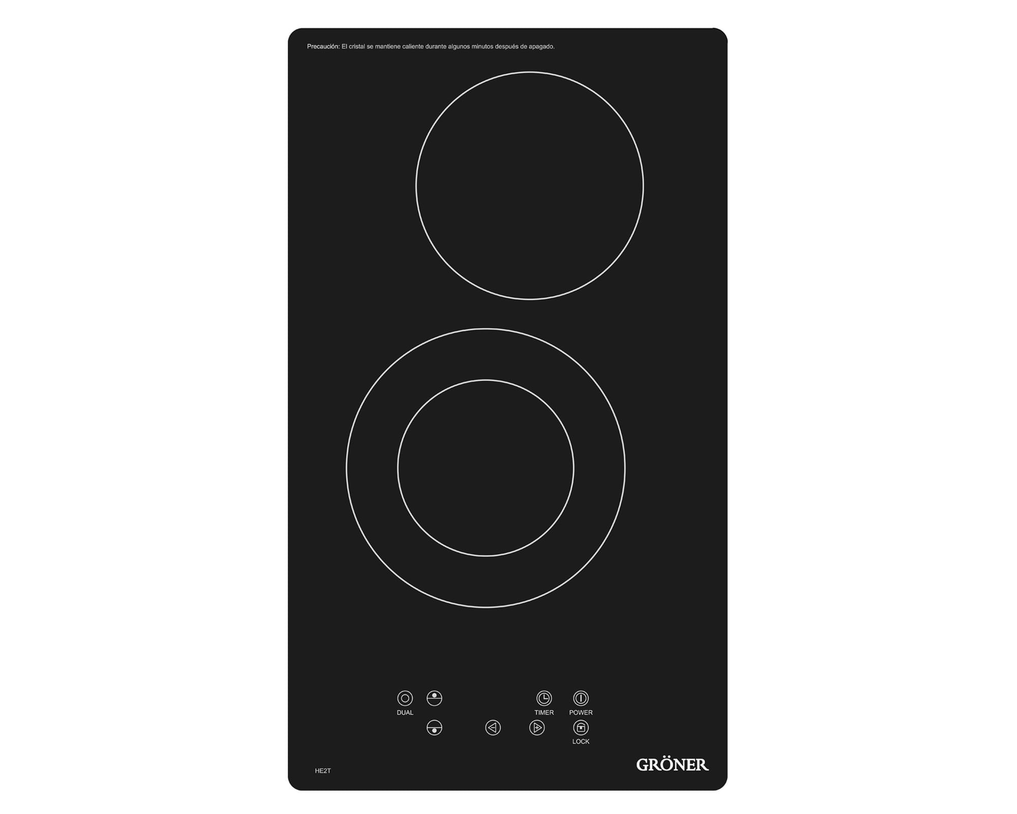 Groner Encimera vitrocerámica HE2TB touch 2 quemadores