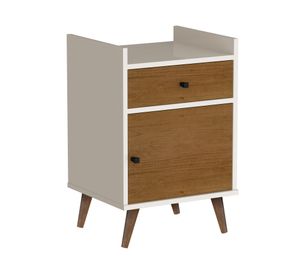 Velador 1 cajón 1 puerta perla/caramelo Be Design.
