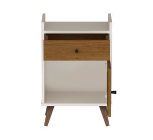 Velador 1 cajón 1 puerta perla/caramelo Be Design.