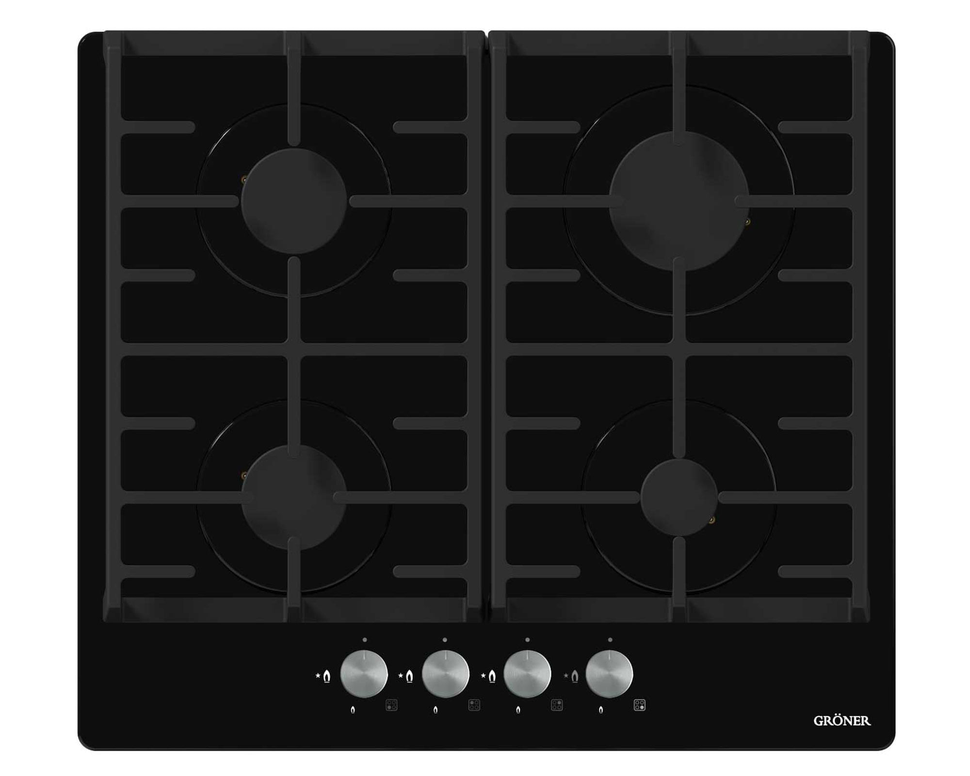 Groner Encimera a gas vitrocerámica QEG4V 4 quemadores