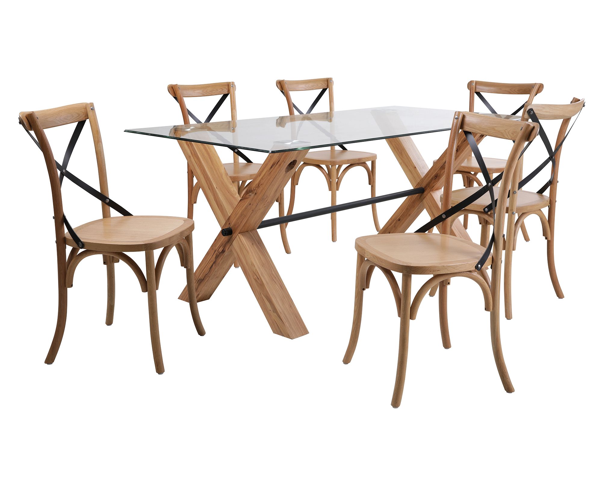 M+Design Comedor 6 sillas Rustic 76x180x90 cm