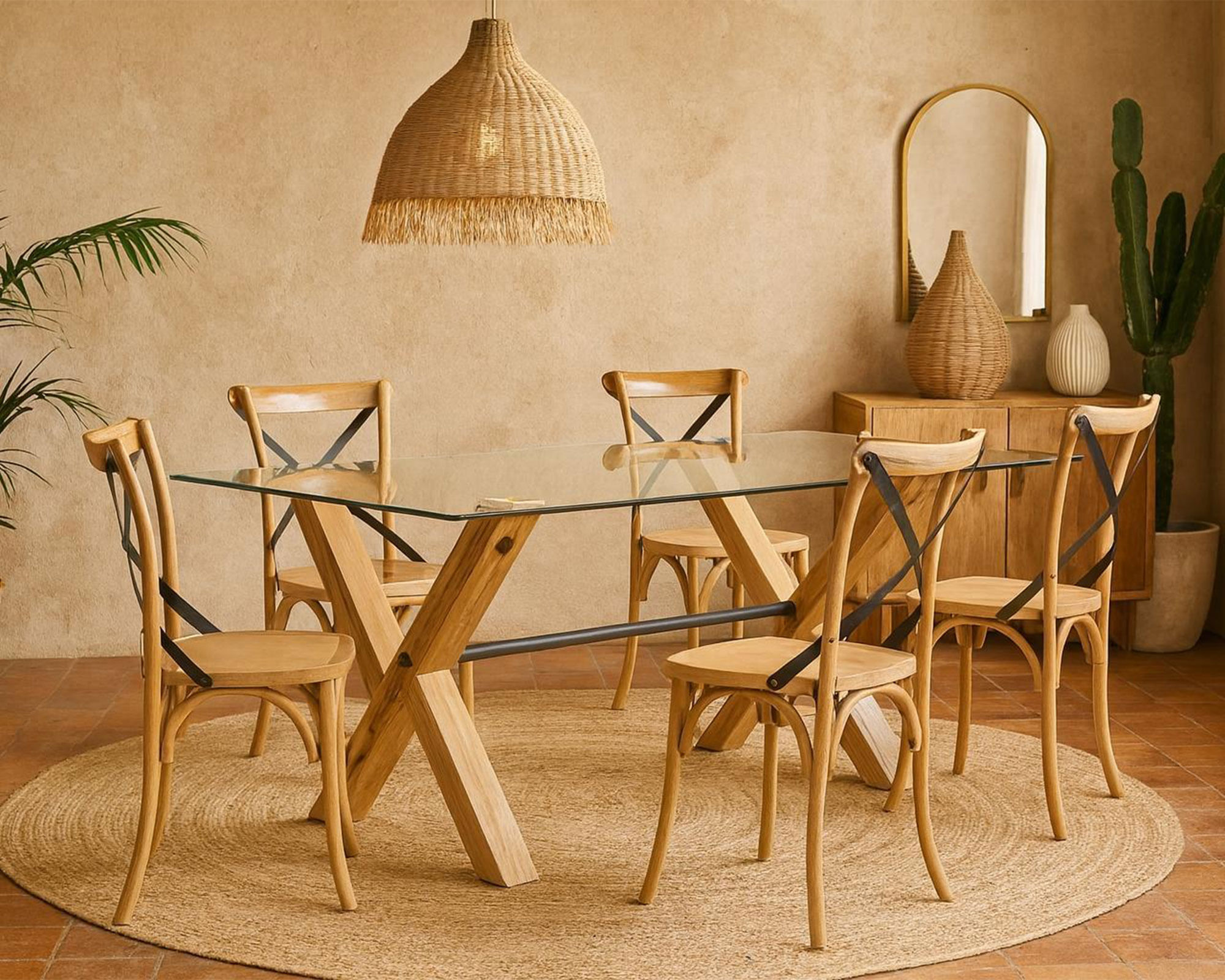 Comedor 6 Sillas Rustic Café/Negro