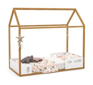 Cama infantil casita Liv caramelo/blanco Kidscool.