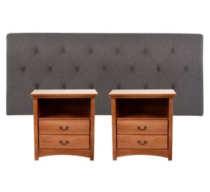 Respaldo king + 2 veladores Capitoné kaveri Cic