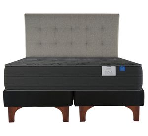 Cama europea 2 Plazas + respaldo gris Black Flex