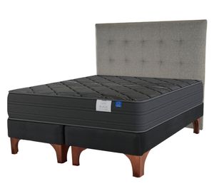 Cama europea 2 Plazas + respaldo gris Black Flex