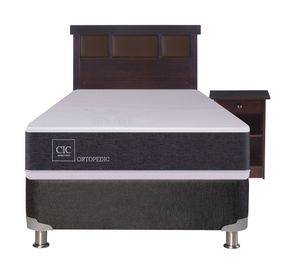 Box spring New Ortopedic 1 plaza + 1 respaldo + 1 velador  Dublin Choc  Cic