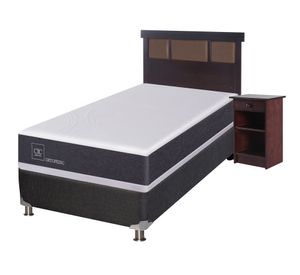 Box spring New Ortopedic 1 plaza + 1 respaldo + 1 velador  Dublin Choc  Cic