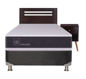 Box spring New Ortopedic 1 plaza + 1 respaldo + 1 velador Munich Cic
