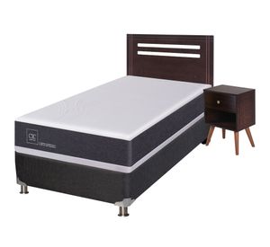 Box spring New Ortopedic 1 plaza + 1 respaldo + 1 velador Munich Cic