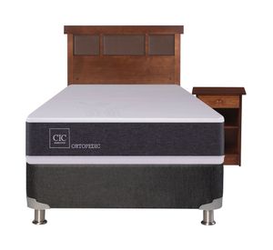Box spring New Ortopedic 1 plaza + velador + respaldo Dublin Caramel Cic