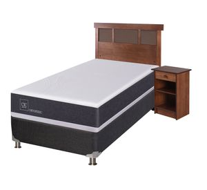 Box spring New Ortopedic 1 plaza + velador + respaldo Dublin Caramel Cic