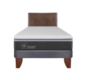 Cama europea 1,5 plazas Ortopedic Advance + respaldo Baker marrón Cic