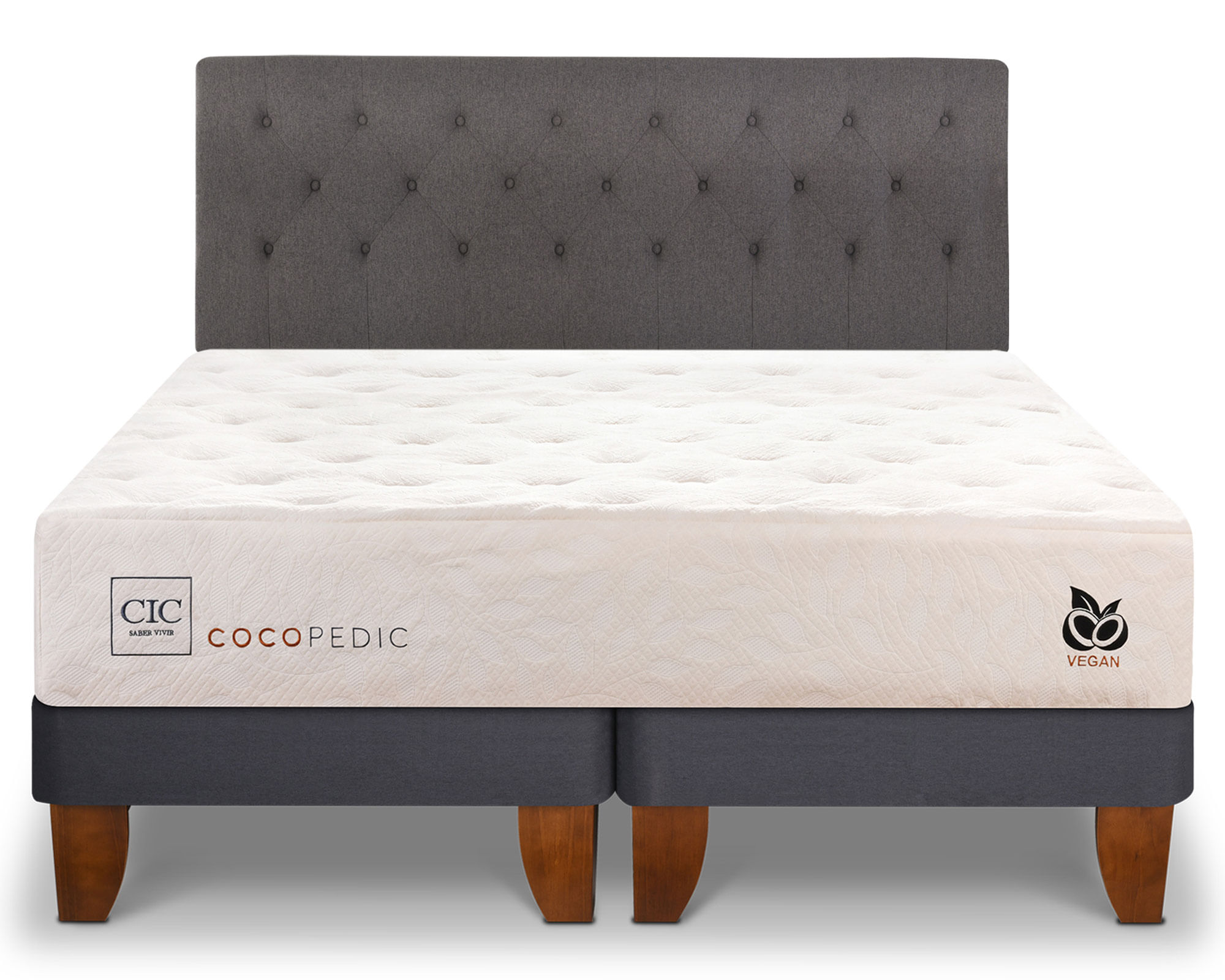 Cama europea King Cocopedic + respaldo Kavery Cic.