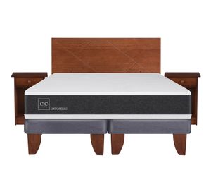Cama europea 2 plazas Ortopedic base dividida + set New Villarrica Cic