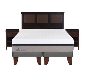 Cama europea 2 plazas Balance base dividida + set New Torino chocolate Cic
