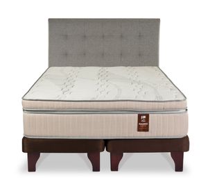 Cama europea King Máximo Cobre + Respaldo Design gris Flex