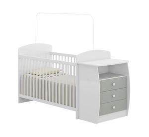 Cuna + cómoda 3 cajones gris Kidscool.