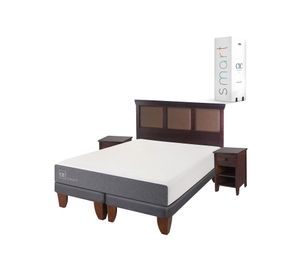 Cama europea 2 plazas Smart base dividida + set New Torino chocolate Cic