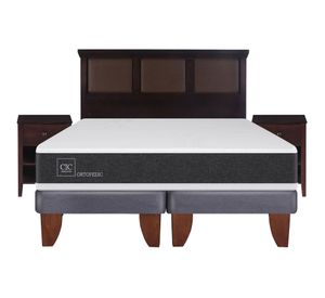 Cama europea 2 plazas Ortopedic base dividida + set New Torino chocolate Cic