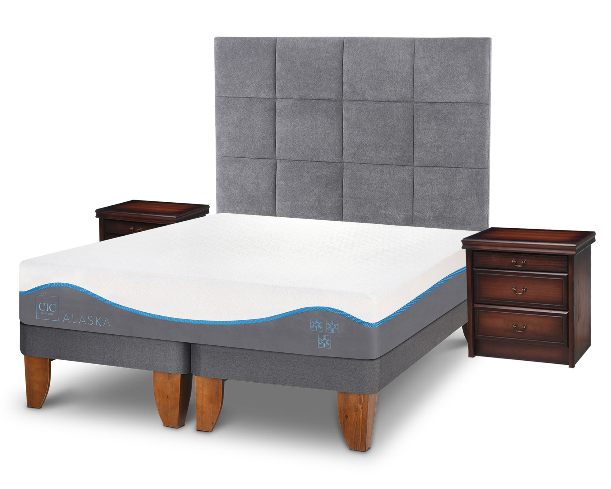 Cama Europea King Alaska Dividida con Set CIC