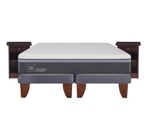 Cama europea 2 plazas Ortopedic advance base dividida + veladores New Dublin chocolate Cic