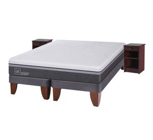 Cama europea 2 plazas Ortopedic advance base dividida + veladores New Dublin chocolate Cic