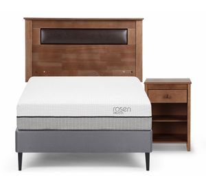 Cama Europea 1 plaza Pratta patas + respaldo + velador Ferrara Rosen