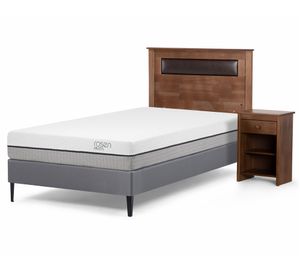 Cama Europea 1 plaza Pratta patas + respaldo + velador Ferrara Rosen
