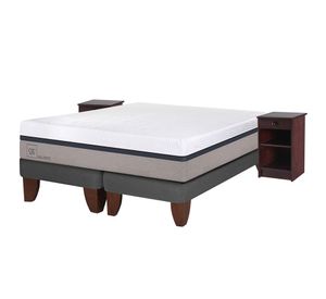 Cama europea 2 plazas Balance base dividida + veladores New Dublin chocolate Cic