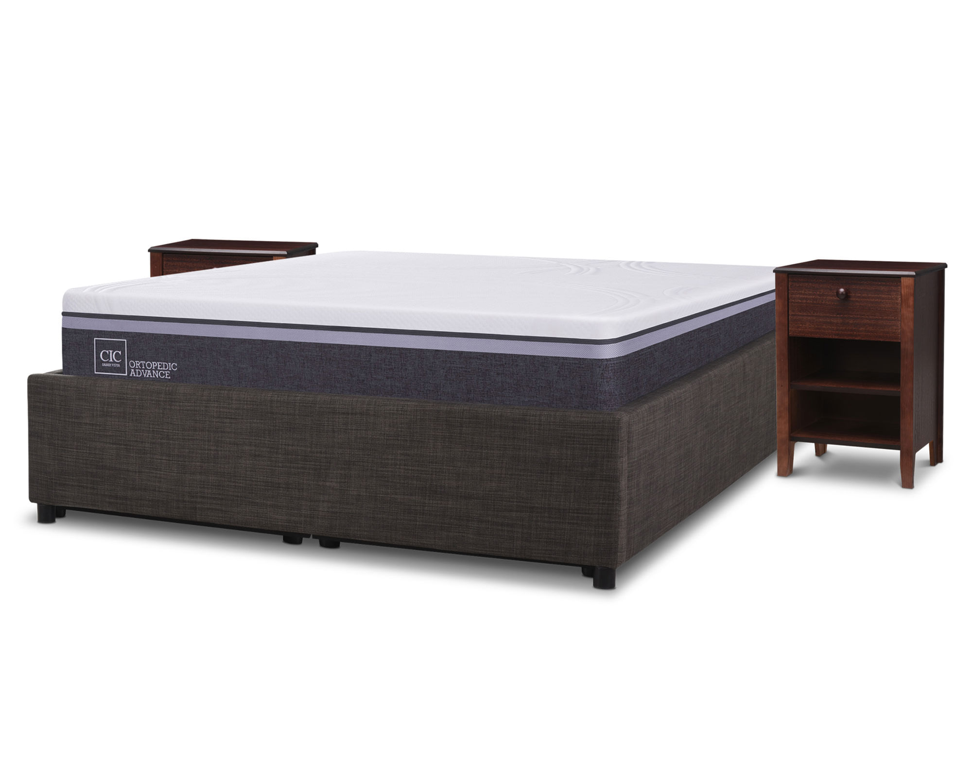 Space Box 2 plazas Ortopedic Advance + velador Torino chocolate