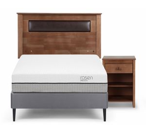 Cama Europea 1.5 plazas Pratta patas + respaldo + velador Ferrara Rosen