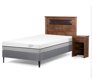 Cama Europea 1.5 plazas Pratta patas + respaldo + velador Ferrara Rosen