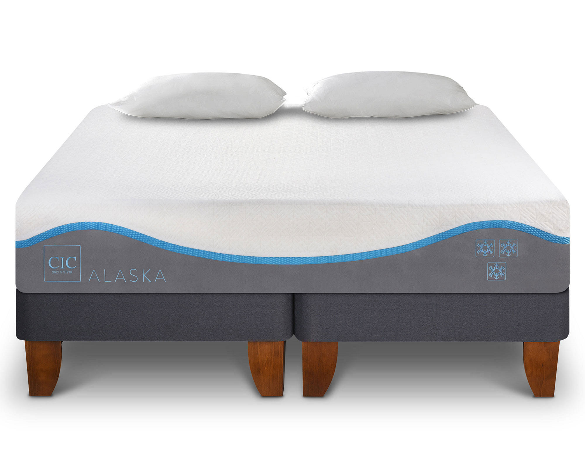 CIC Cama europea king Alaska dividida + almohadas Cic