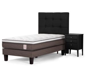 Cama Europea 1.5 plazas New Style patas + respaldo + velador Issey Rosen