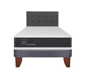 Cama europea 1,5 plazas New Ortopedic + respaldo Eufrates gris Cic