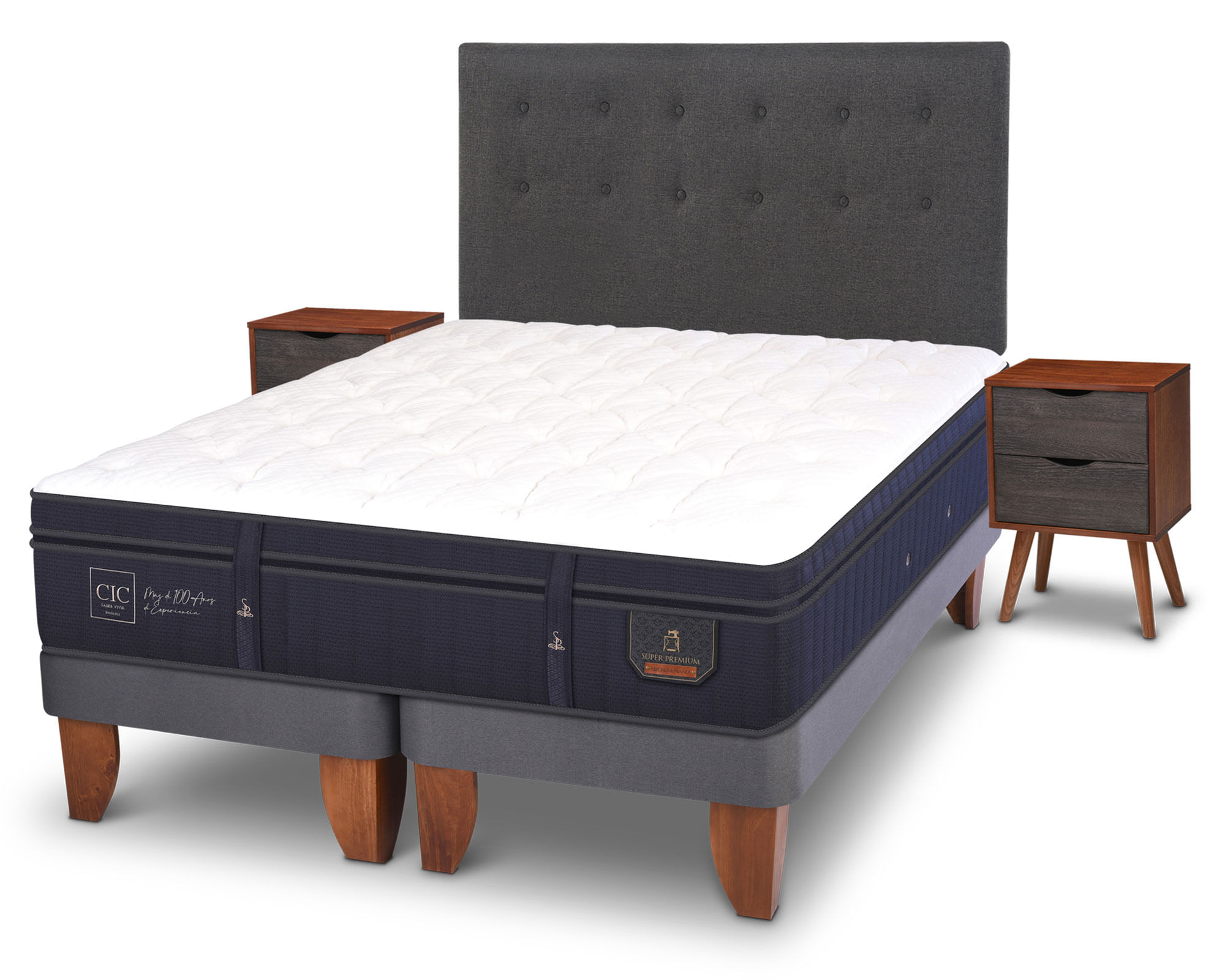 Cama Europea 2 Plazas Super Premium CIC Base Dividida con Respaldo Éufrates