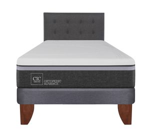 Cama europea 1,5 plazas Ortopedic Advance + respaldo Eufrates gris Cic