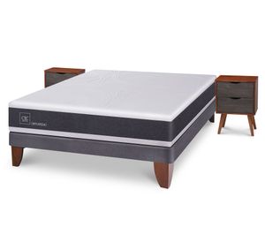 Cama europea 2 plazas Ortopedic + veladores Níger Cic