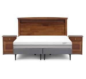 Cama Europea 2 plazas Pratta base divivida patas + set Veneto Rosen