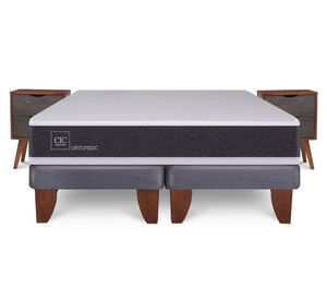 Cama europea King Ortopedic + veladores Níger Cic