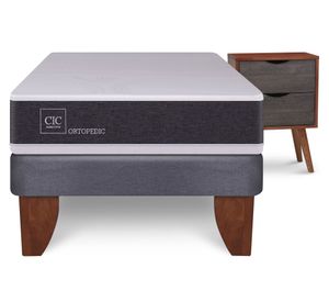 Cama europea 1.5 plazas Ortopedic + velador Níger Cic